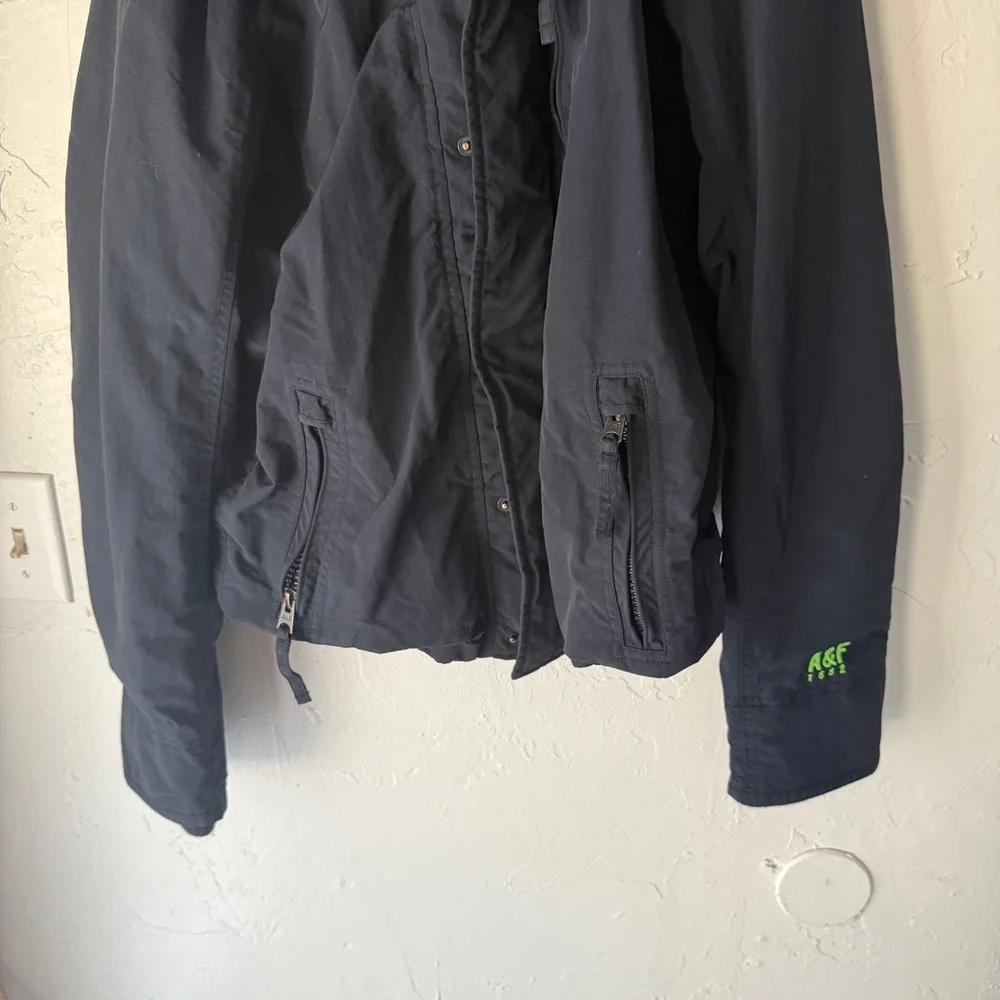 Abercrombie &‎ Fitch Kids Boys Rain Winter Jacket Hooded Zip Lightweight Blue M